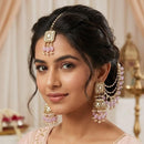 Lucentarts Jewellery Elegant Mirror Pearl And Beads Jhumki Earrings With Maangtikka