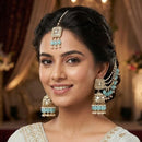 Lucentarts Jewellery Elegant Mirror Pearl And Beads Jhumki Earrings With Maangtikka