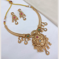 Lucentarts Jewellery Traditional Designer Pota Stone And Pearl Necklace Set