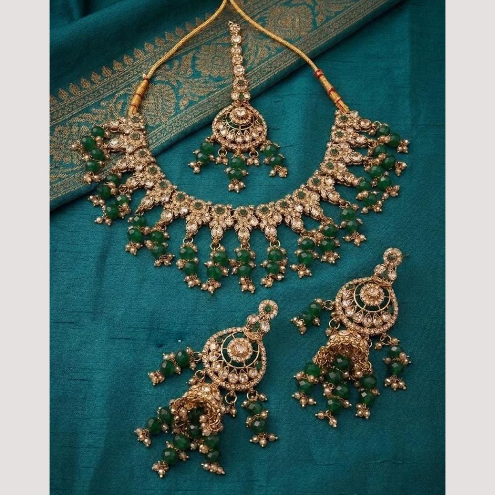 Lucentarts Jewellery Traditional Designer Austrian Stone And Beads Necklace Set