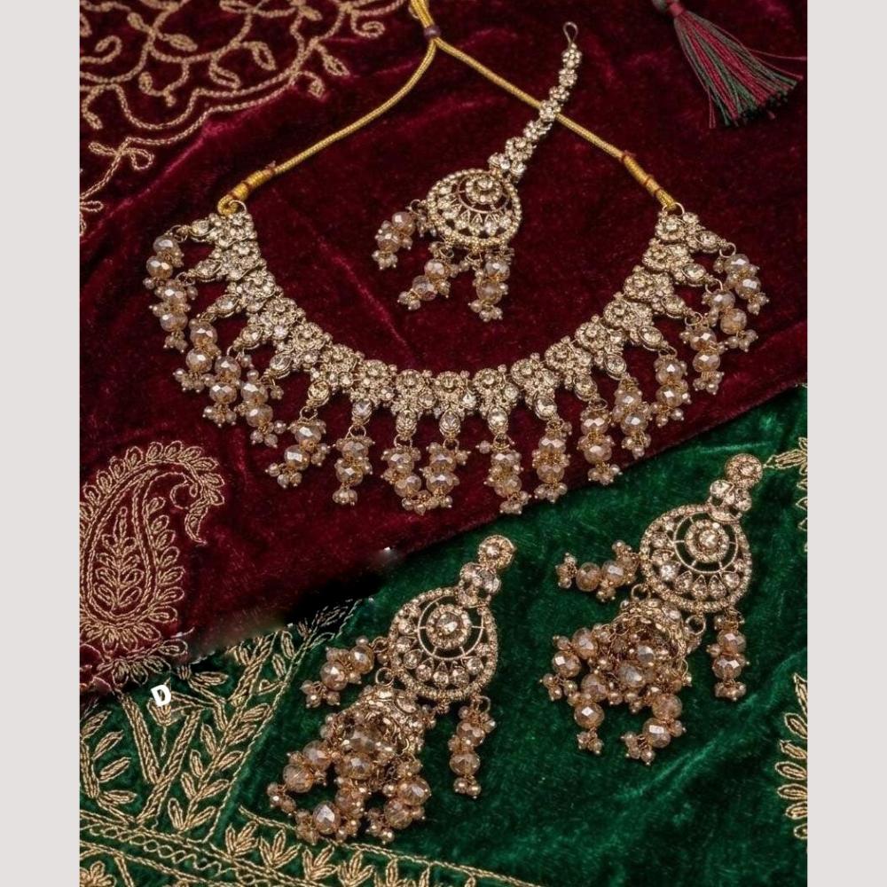 Lucentarts Jewellery Traditional Designer Austrian Stone And Beads Necklace Set