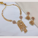 Lucentarts Jewellery Traditional Designer Pota Stone And Pearl Necklace Set