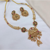 Lucentarts Jewellery Traditional Designer Pota Stone And Pearl Necklace Set