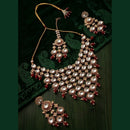 Lucentarts Jewellery Traditional Designer Pota Stone And Pearl Necklace Set