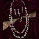 Lucentarts Jewellery Traditional Designer Pota Stone And Pearl Long Necklace Set