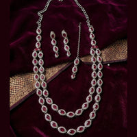 Lucentarts Jewellery Traditional Designer Pota Stone And Pearl Long Necklace Set