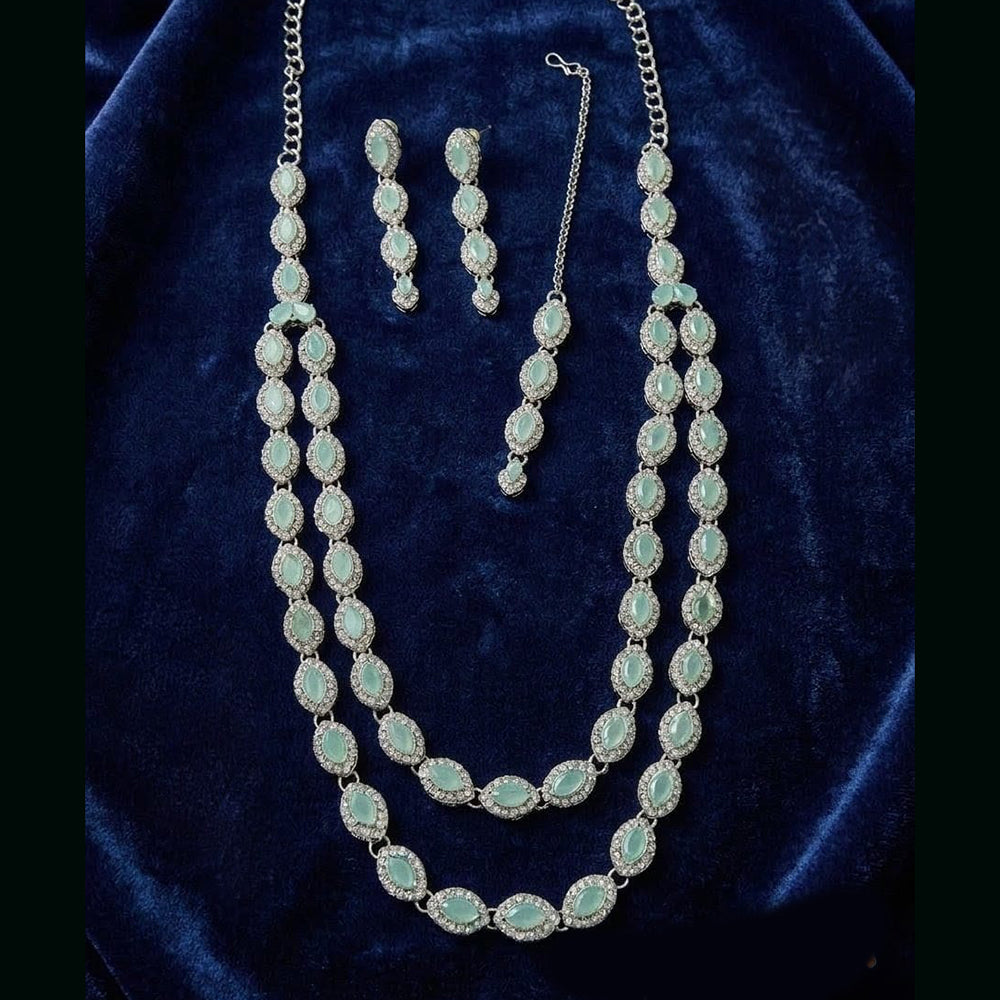 Lucentarts Jewellery Traditional Designer Pota Stone And Pearl Long Necklace Set
