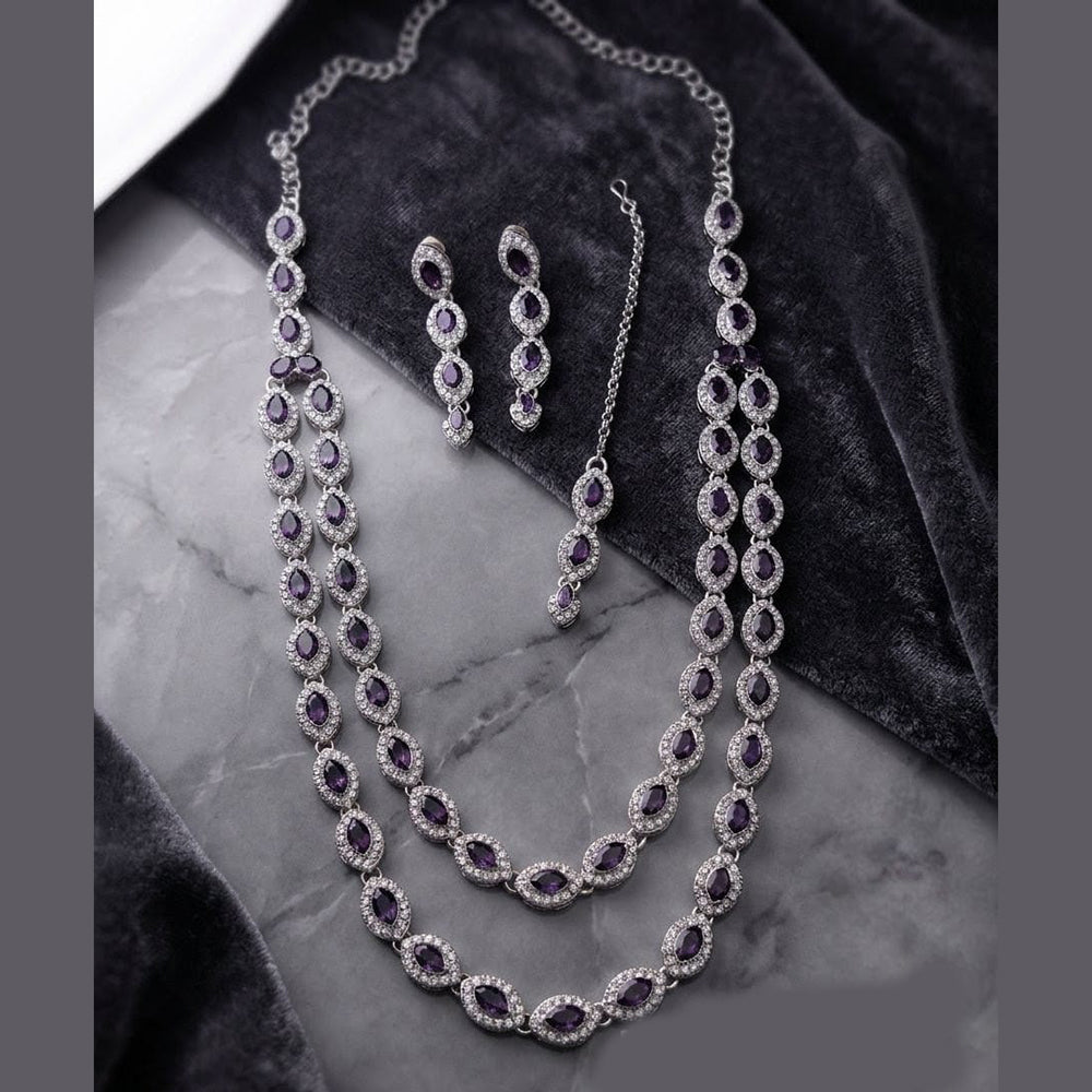 Lucentarts Jewellery Traditional Designer Pota Stone And Pearl Long Necklace Set