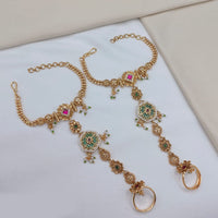 Lucentarts Jewellery Royal Look Pota Stone And Pearl Hand Harness