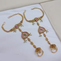 Lucentarts Jewellery Royal Look Pota Stone And Pearl Hand Harness