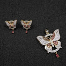 Lucentarts Jewellery Royal American Diamond Butterfly Pendant Set