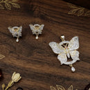 Lucentarts Jewellery Royal American Diamond Butterfly Pendant Set