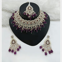 Lucentarts Jewellery Sparkle Austrian Stone Pearl And Beads Designer Choker Necklace Set