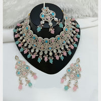 Lucentarts Jewellery Sparkle Austrian Stone Pearl And Beads Designer Choker Necklace Set