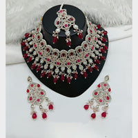 Lucentarts Jewellery Sparkle Austrian Stone Pearl And Beads Designer Choker Necklace Set
