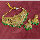 Lucentarts Jewellery Heritage Pota Stone Pearl And Beads Temple Choker Necklace Set