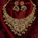 Lucentarts Jewellery Heritage Pota Stone And Pearl Temple Choker Necklace Set