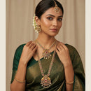 Lucentarts Jewellery Royal Look Pota Stone And Pearl Double Necklace Set