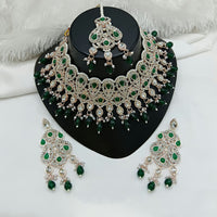 Lucentarts Jewellery Sparkle Austrian Stone Pearl And Beads Designer Choker Necklace Set