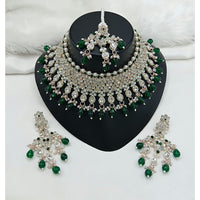 Lucentarts Jewellery Sparkle Austrian Stone Pearl And Beads Designer Choker Necklace Set