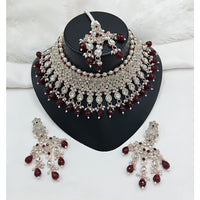 Lucentarts Jewellery Sparkle Austrian Stone Pearl And Beads Designer Choker Necklace Set