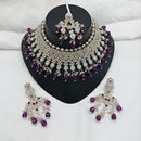 Lucentarts Jewellery Sparkle Austrian Stone Pearl And Beads Designer Choker Necklace Set