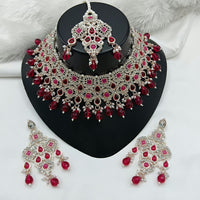 Lucentarts Jewellery Sparkle Austrian Stone Pearl And Beads Designer Choker Necklace Set