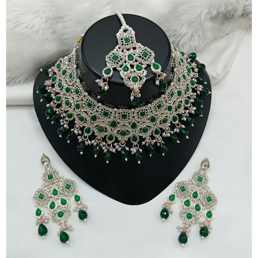 Lucentarts Jewellery Sparkle Austrian Stone Pearl And Beads Designer Choker Necklace Set