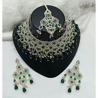 Lucentarts Jewellery Sparkle Austrian Stone Pearl And Beads Designer Choker Necklace Set