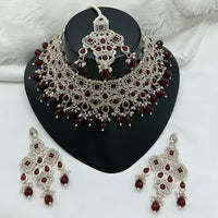 Lucentarts Jewellery Sparkle Austrian Stone Pearl And Beads Designer Choker Necklace Set