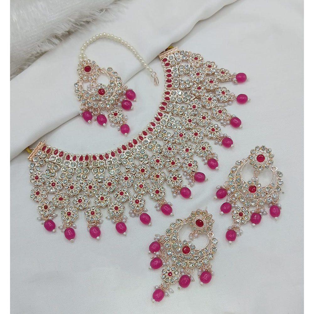 Lucentarts Jewellery Sparkle Austrian Stone Pearl And Beads Designer Choker Necklace Set