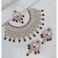 Lucentarts Jewellery Sparkle Austrian Stone Pearl And Beads Designer Choker Necklace Set