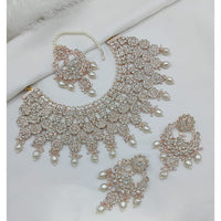 Lucentarts Jewellery Sparkle Austrian Stone Pearl And Beads Designer Choker Necklace Set