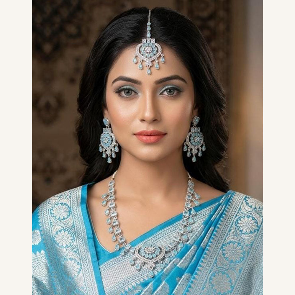 Lucentarts Jewellery Luxe American Diamond Statement Necklace Set