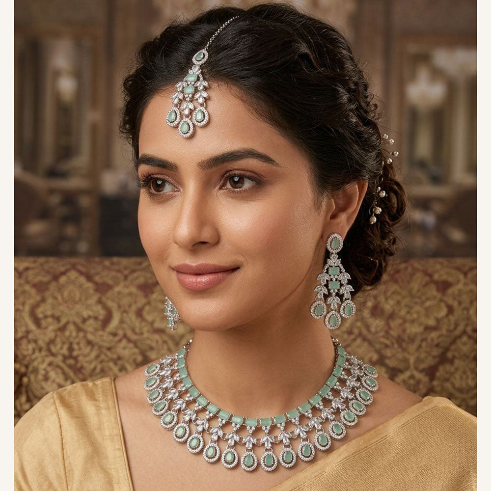 Lucentarts Jewellery Royal Look American Diamond Necklace Set
