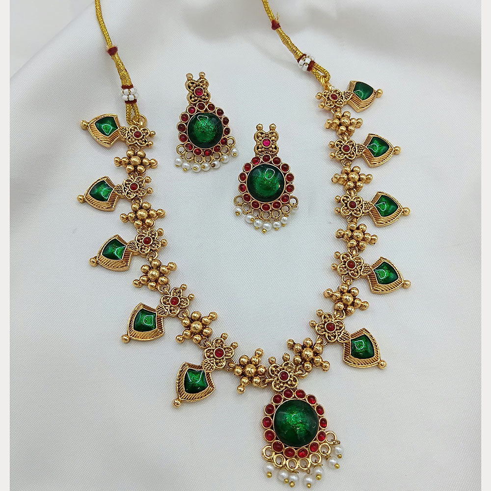 Lucentarts Jewellery Elegant Pota Stone And Pearl Necklace Set