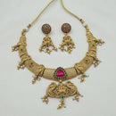 Lucentarts Jewellery Elegant Pota Stone And Pearl Temple Necklace Set