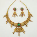 Lucentarts Jewellery Elegant Pota Stone And Pearl Temple Necklace Set
