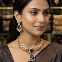 Lucentarts Jewellery Elegant Druzy Crystal Stone Necklace Set