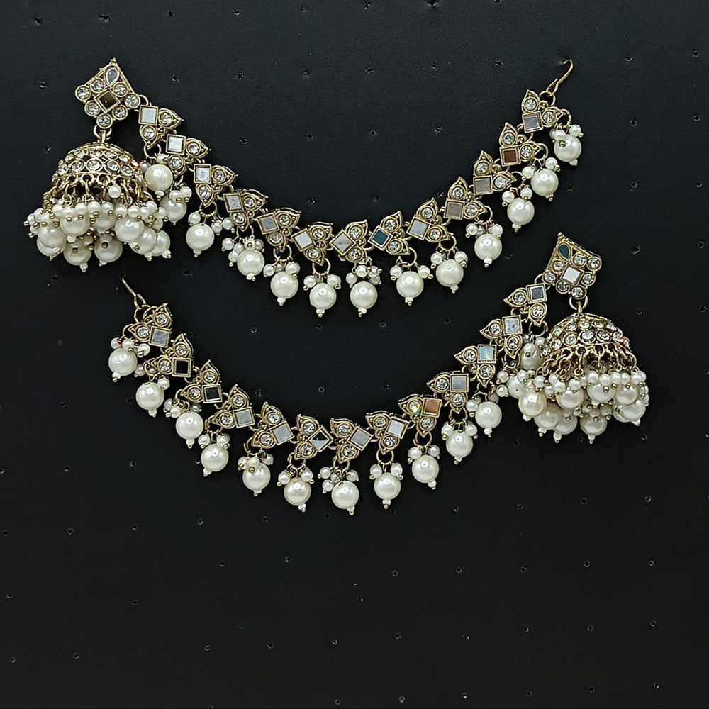 Lucentarts Jewellery Trendy Mirror And Beads Ethnic Jhumki With Kanchain