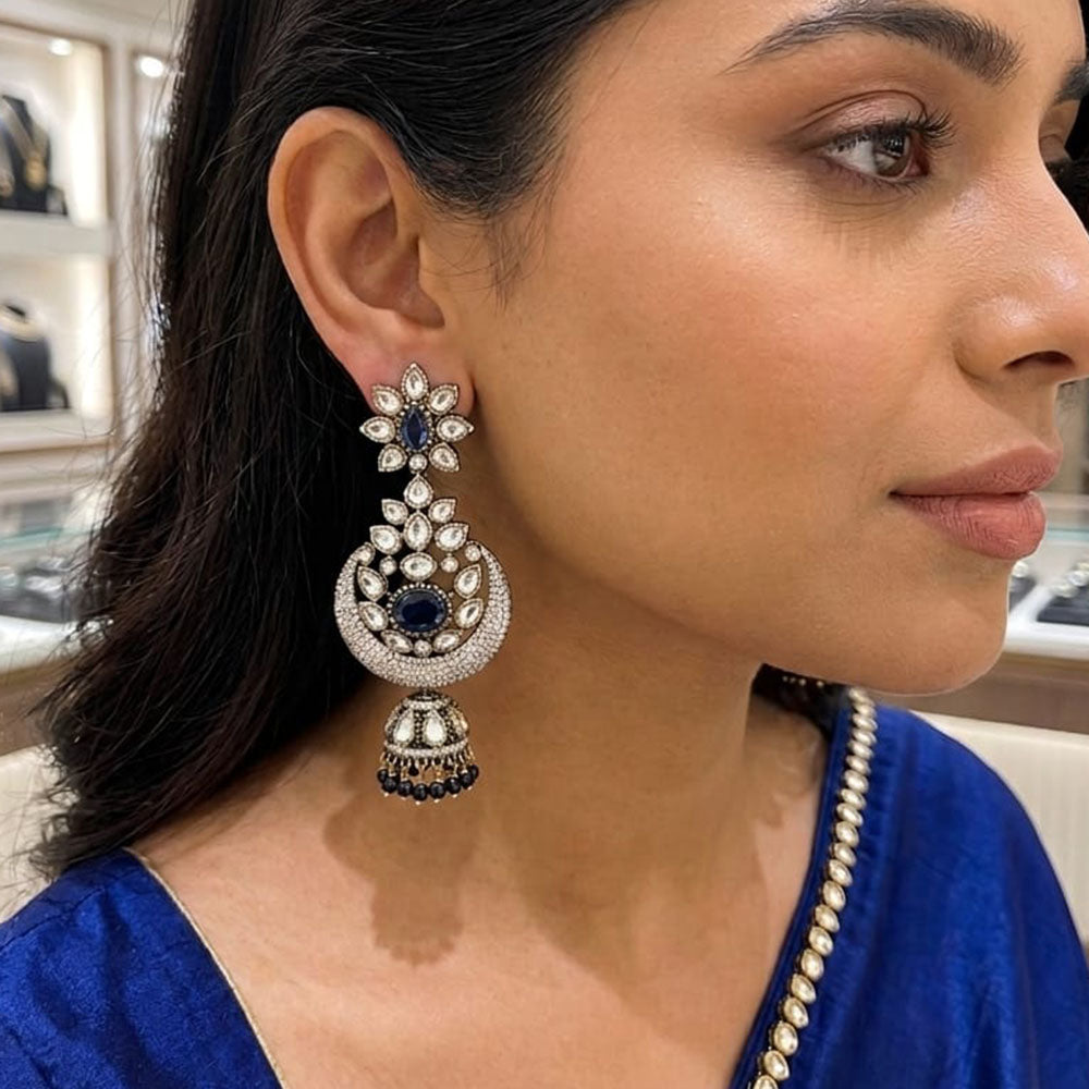 Lucentarts Jewellery Designer Pota Stone Detailing And Pearl Jhumki Earrings