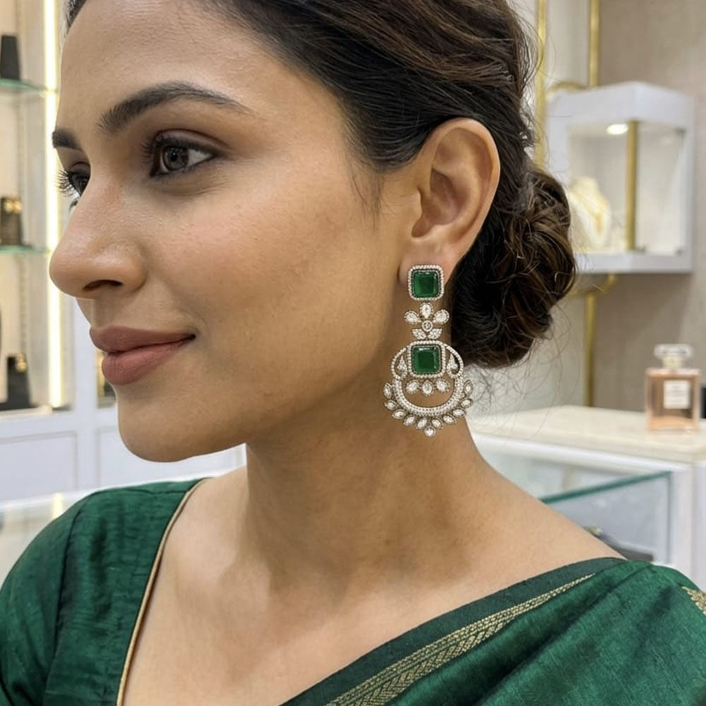 Lucentarts Jewellery Designer Pota Stone Detailing Dangler Earrings