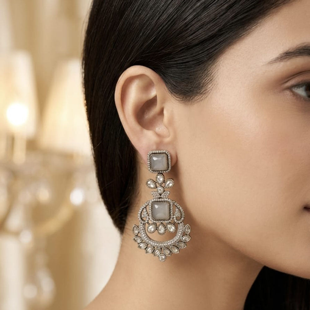 Lucentarts Jewellery Designer Pota Stone Detailing Dangler Earrings