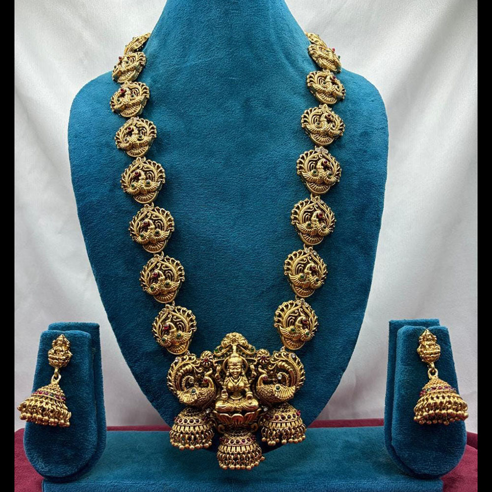 Lucentarts Jewellery Heritage Pota Stone And Pearl Temple Long Necklace Set
