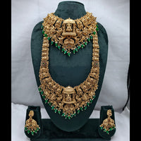 Lucentarts Jewellery Classic Pota Stone And Beads Temple Double Necklace Set