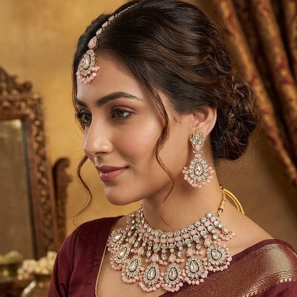 Lucentarts Jewellery Heritage Kundan Stone And Pearl Necklace Set