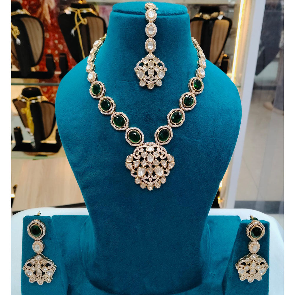 Lucentarts Jewellery Royal Polki Kundan Stone Necklace Set