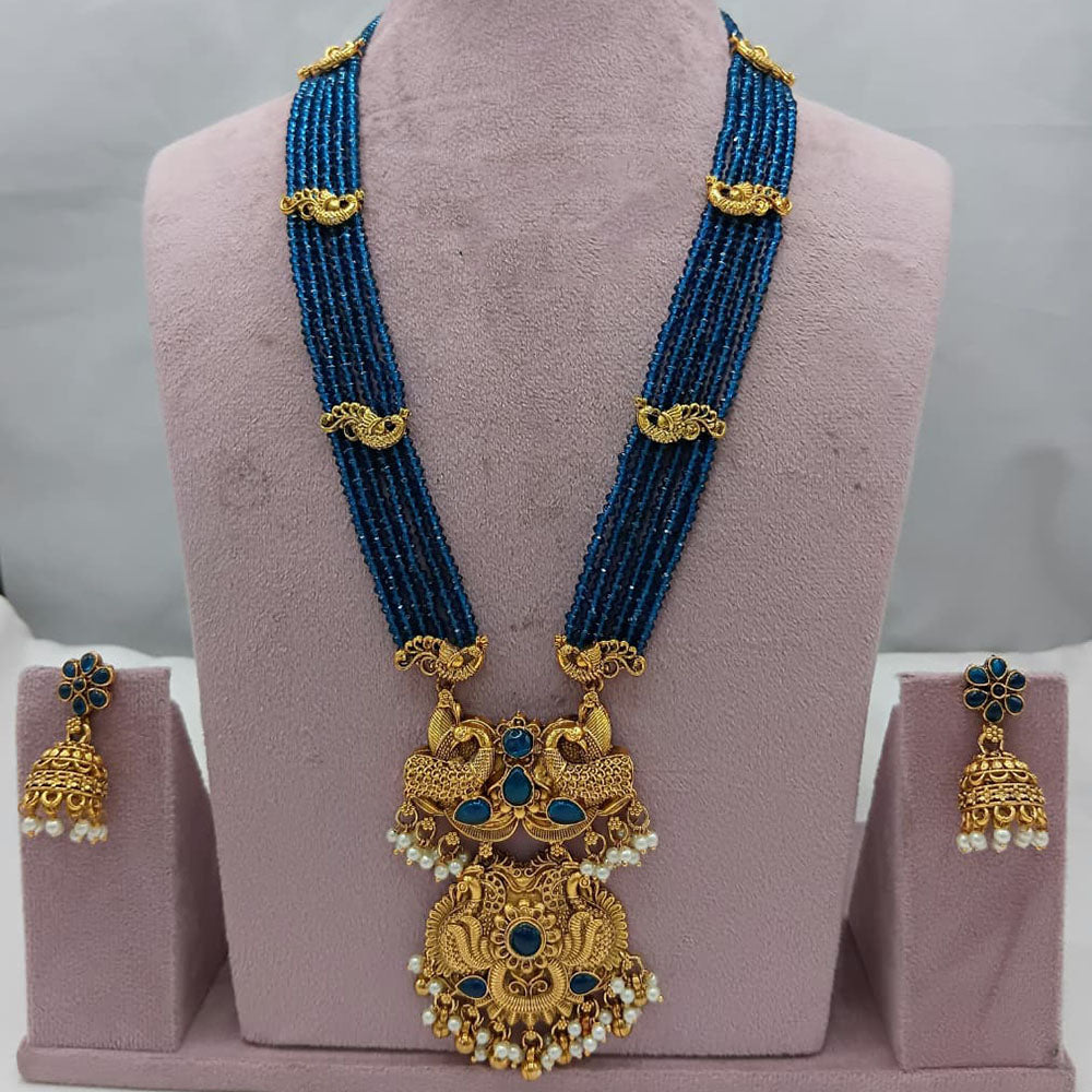 Lucentarts Jewellery Heritage Pota Stone And Pearl Long Necklace Set