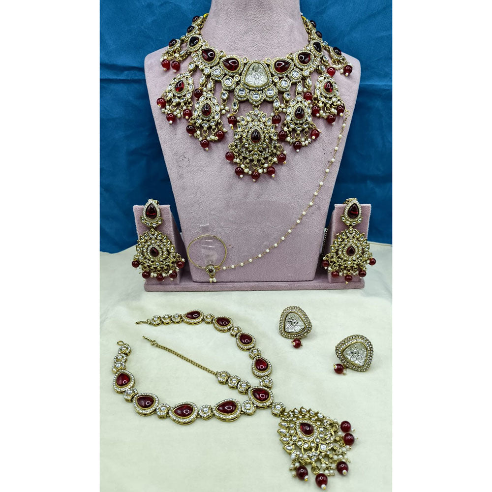 Lucentarts Jewellery Pota Stone Pearl And Beads Designer Semi Bridal Necklace Set