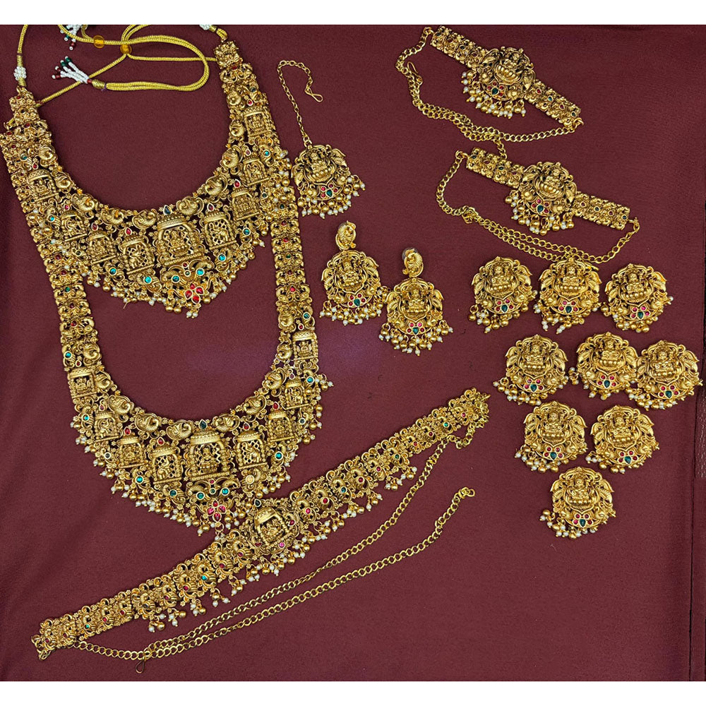 Lucentarts Jewellery Designer Pota Stone And Pearl Double Necklace Set